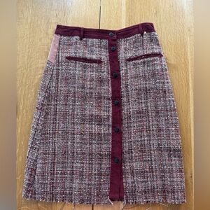 Anthropologie Tweed Buttoned Skirt Size Large